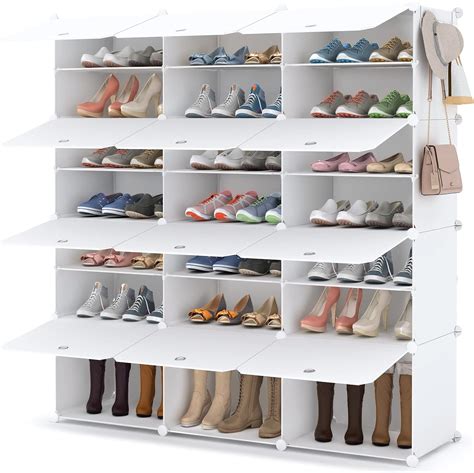 Homidec Shoe Rack X Tier Shoe Storage Cabinet Pair Plastic Shoe