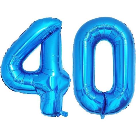 40 Pouces Foil Ballons Chiffre 40 Bleu 101Cm Gonflable Hélium Ou Air