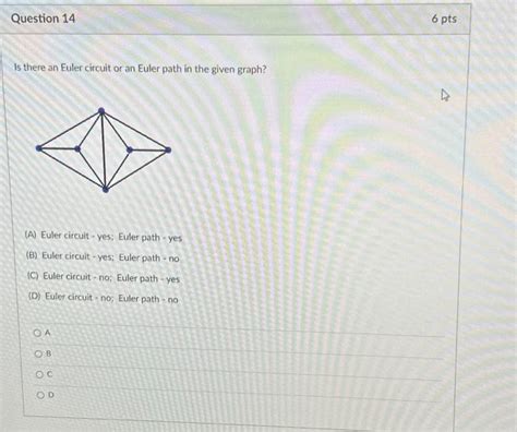 Solved Is there an Euler circuit or an Euler path in the | Chegg.com