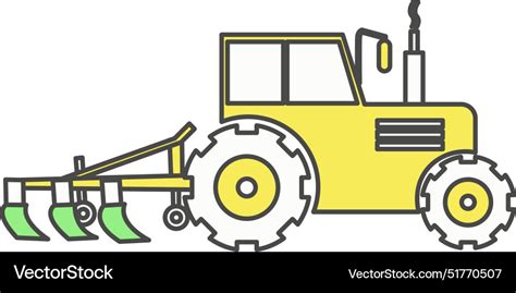 Tractor Plowing Farm Field Icon Royalty Free Vector Image