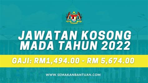 Pengambilan Pelbagai Jawatan Kosong Di MADA 2022 Gaji RM 1 494 00 RM