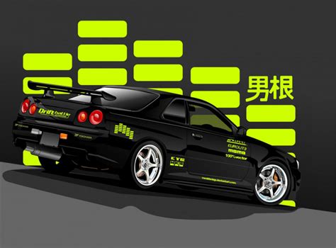 Rear Nissan Skyline Nissan Vector Black Skyline Black R34 Photo 8100 Hd Stock