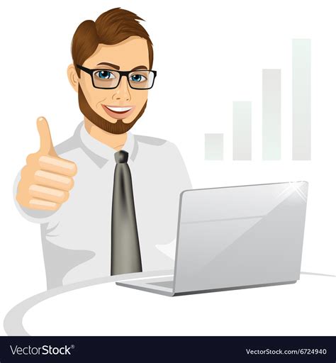 Business Man Working On Laptop Royalty Free Vector Image