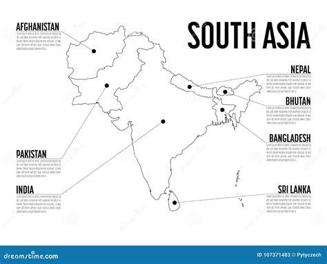 Infographic Map Of South Asia Modern Template With Text In Black And