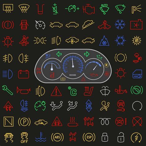 Interfaz Del Tablero De Instrumentos Del Coche Iconos Del Tablero De