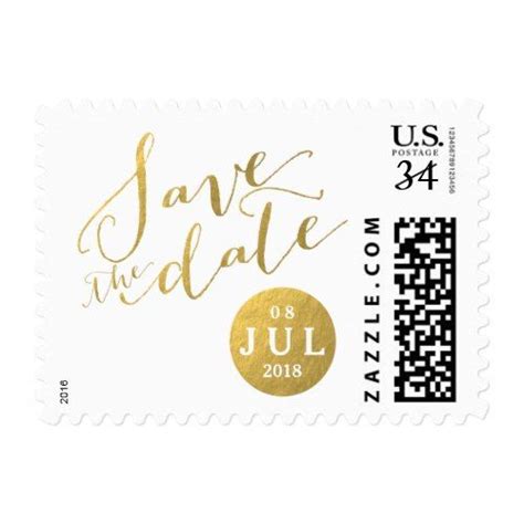 Gold Foil Glamor Date Save The Date Postage Zazzle Save The Date