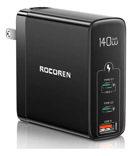 Cargador Gan 140w Rocoren Tipo C Carga Rápido Para Macbook Cuotas sin