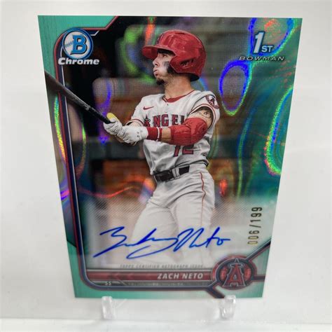 Zach Neto 2022 Bowman Draft CDA ZN Chrome DP Auto Aqua Lava