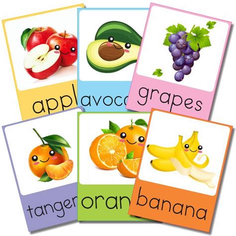 Flashcards FRUTAS Y VERDURAS en Inglés para Imprimir Frutas y