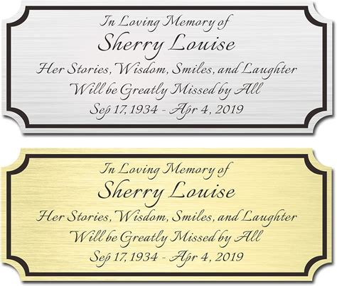 2 5 H X 6 W Custom Elegant Engraved Plate Personalized Memorial