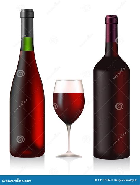 Two Bottles And Glass With Red Wine Stock Vector Illustration Of