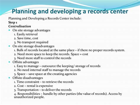 SOLUTION Establishing A Records Centre Studypool