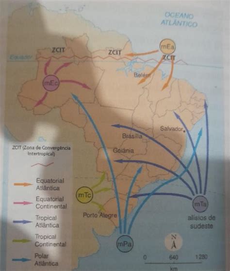 Observe O Esquema Das Massas De Ar Que Atuam No Brasil Caracterize