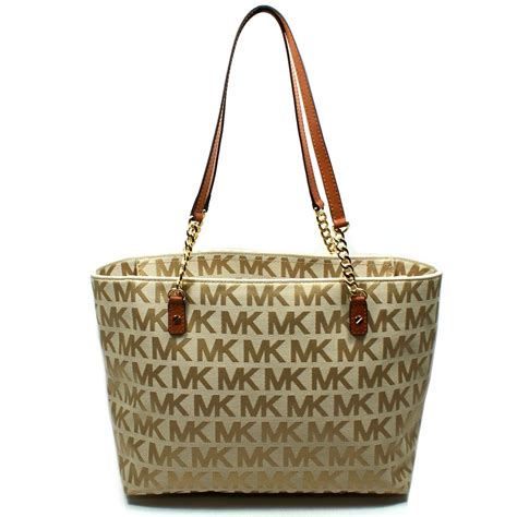 Michael Kors Jet Set Chain MK Signature Jacquard Tote Shoulder Bag