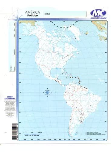 Mapa Escolar N°3 X40 Unid Cont Americano Político 24x19cm