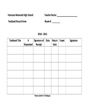 Fillable Online Bisd Textbook Record Form Bisd Fax Email Print