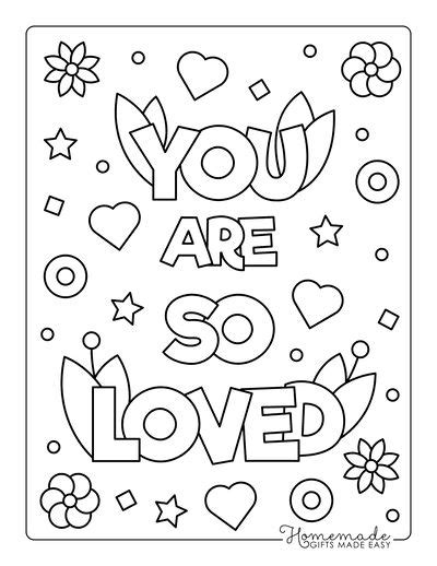 You Are So Loved Coloring Page With Flowers And Hearts In The