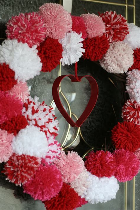 Homemade Valentines Pom Pom Wreath