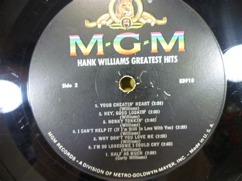 Hank Williams Greatest Hits Vinyl Lp Record Album