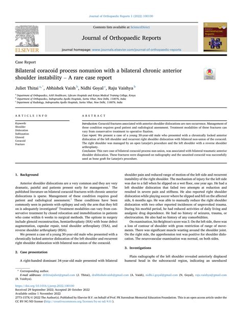 Pdf Bilateral Coracoid Process Nonunion With A Bilateral Chronic