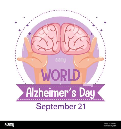 World Alzheimer's Day logo or banner with brain illustration Stock ...