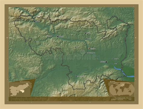 Spodnjeposavska Slovenia Physical Labelled Points Of Cities Stock