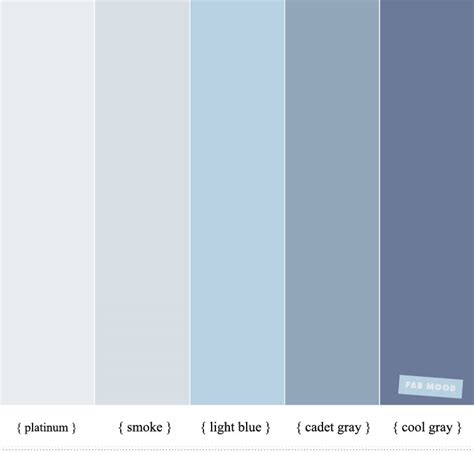 Shades Of Blue Color Scheme : Platinum + Cadet Gray + Cool Gray