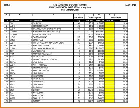 Moving Cost Spreadsheet for Alcohol Inventory Spreadsheet Sample ...