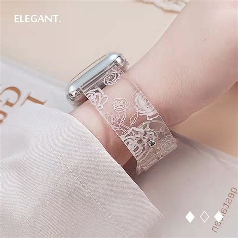 Jual Transparent Flowers Strap For Iwatch Series 7 SE 6 5 4 41mm 45mm