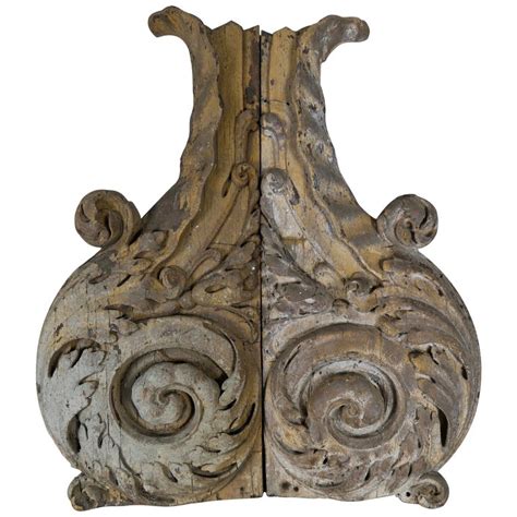 Pair Of Carved Scrolled Acanthus Leaf Decor At 1stdibs