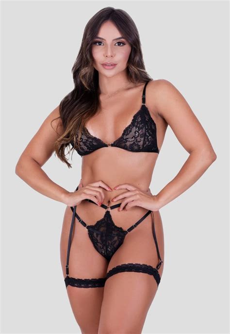 Conjunto De Lingerie Mdmix Cinta Liga E Perneira Sem Bojo Preto Compre Agora Dafiti Brasil