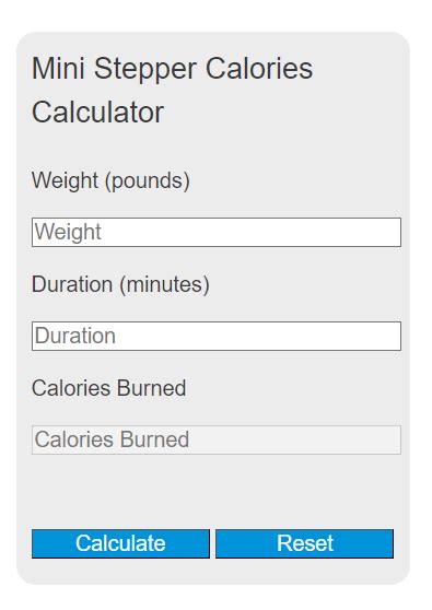 Mini Stepper Calories Calculator - Calculator Academy