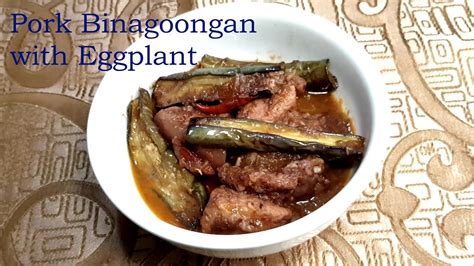 Sweet And Spicy Pork Binagoongan With Fried Eggplant Binagoongang