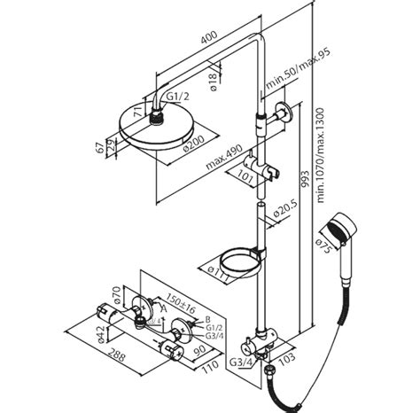 Damixa Akita Shower Set With Thermixa Zero Shower Mixer I Lager