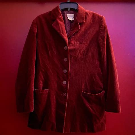 Coldwater Creek Women S Burgundy And Red Coat Depop