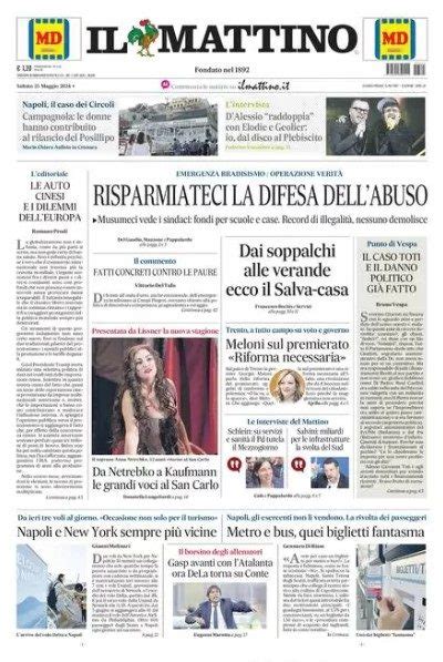 Prima Pagina Mattno Gasp Avanti Con L Atalanta De Laurentiis Torna