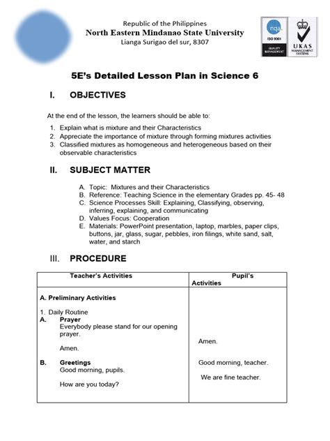 Detailed Lesson Plan Science 102 Pdf Mixture Chemistry