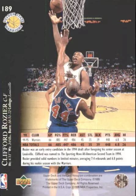 1995 96 UPPER DECK Golden State Warriors Basketball Card 189 Clifford