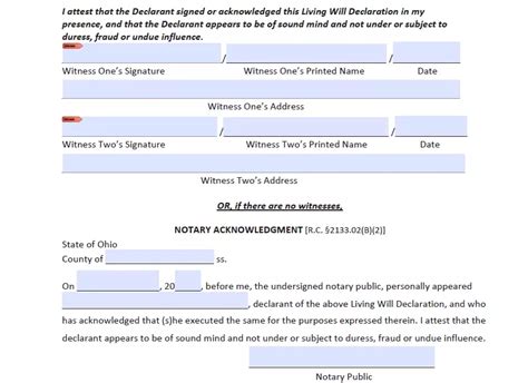 Free Ohio Living Will Form Formspal