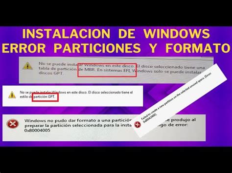 Error Al Instalar Windows Mbr Gpt Crear Particion Formatear