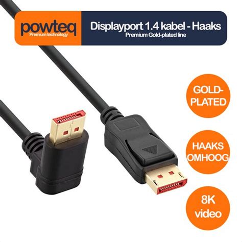 Powteq Premium Displayport 1 4 Kabel 2 Meter Haakse Stekker