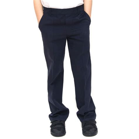 Boys Classic Fit Organic Cotton School Trousers Navy 7yrs Plus