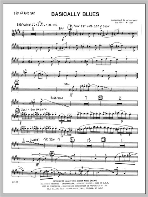 Basically Blues Alto Sax 2 At Stanton S Sheet Music