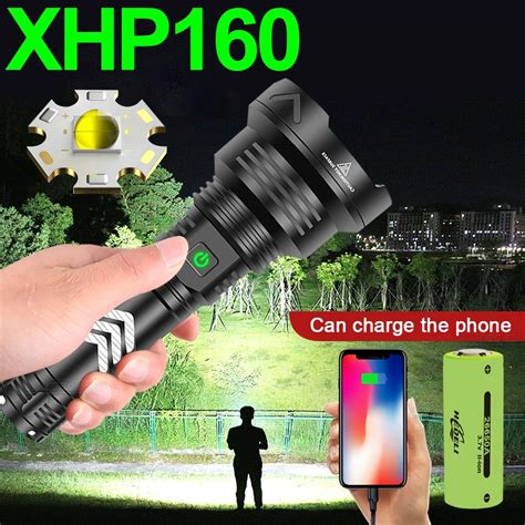 최신 XHP160 가장 강력한 Led 손전등 토치 라이트 충전식 전술 플래시 라이트 2021 Xhp90 사냥 Usb Led