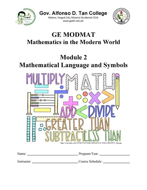 Module 2 Mathematical Language And Symbols Ge Modmat Mathematics In