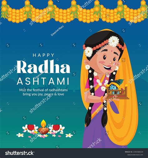 Creative Happy Radha Ashtami Banner Design Stock Vector Royalty Free