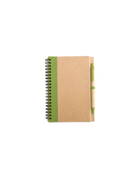 Libreta Espiral De Papel Reciclado Y Boli De Papel Y ABS PERSONALIZABLE