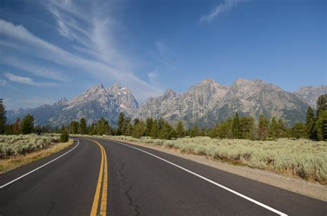 Grand Teton National Park Road Stock Image Image Of Nature Western