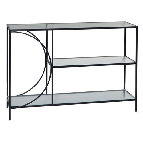 Litton Lane In Black Rectangle Metal Industrial Console Table