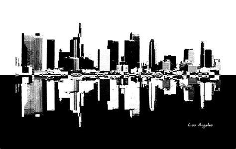 Los Angeles Cityscape Monochrome Digital Artwork Digital Art By Karl Jones